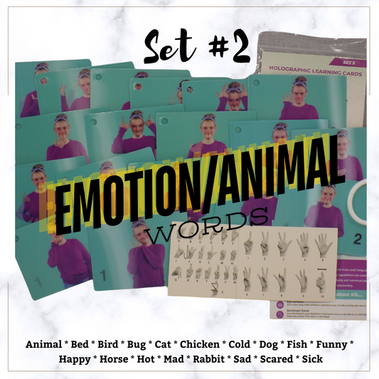 Animated ASL Flashcards SET #2- Emotions/Animal Words- Use Animated Holograph Flashcards to learn ASL